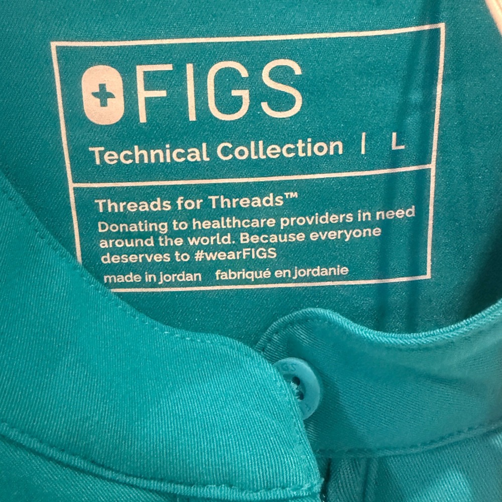 FIGS Montex Mock Neck Scrub Top Teal Blue Womens Large 1000836 NWT - Picture 2 of 6